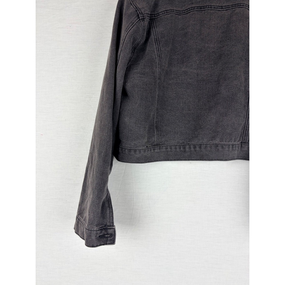 Cotton On Womens Cropped Denim Trucker Jacket Washed Black Charcoal Grey Small - Picture 6 of 12